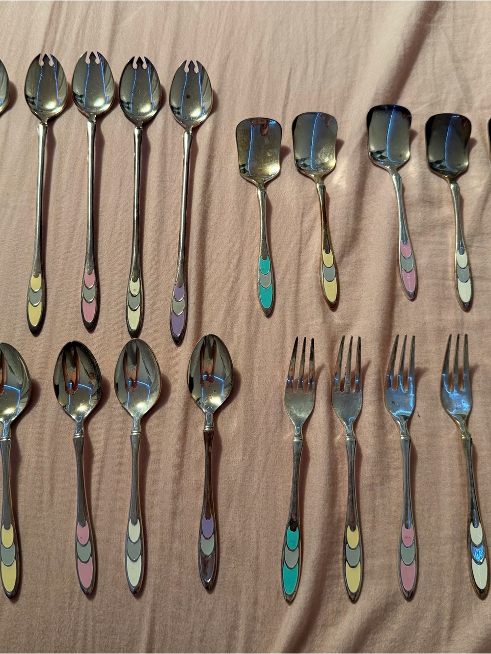Colorful Enamel Accent Stainless Steel Flatware Set - 20 piecePastel Multi-Color